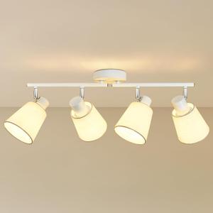 HiBay Directional 4-Light Track Lighting, White Farmhouse Fabric Ceiling Light Fixture, Modern Flush Mount Spotlight for Kitchen, Bedroom, Living Room, E26 Base (Bulbs Not Included)
