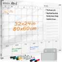 MAKELLO Acrylic Calendar for Wall 32" x 24", Clear White Board Calendar for Office, School, Home, Monthly Whiteboard with Weekly