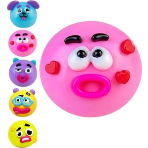 NEW Smushers Squishy, Curiosities Smushers Dog Face Swap Squishy,Cute Easy Squeezy Funny Face Squishy Stress Balls, Stress Relief Desk Accessory for Adults (Pink)