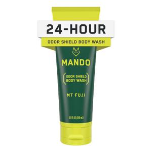 Mando Odor Shield Body Wash - 24 Hour Control - Removes Odor Better than Soap - SLS and Paraben Free, Skin Safe - 8.5 Ounce (Mt Fuji) (8.5 Fl Oz (Pack of 1))