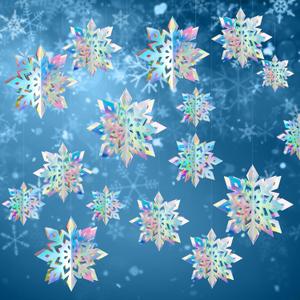 12Pcs Winter Snowflake Ornaments - 3D Large Iridescent Hanging Snowflakes Decorations, Paper Snowflake Garland with 3 Size for Winter Wonderland Frozen Christmas Party Decorations Holiday Home Indoor