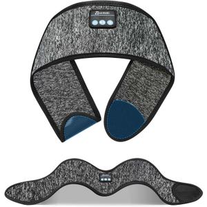 Adjustable Headband Headphones, Sleeping Headphones with Ultra-Thin Speakers, Bluetooth Headband for Side Sleepers, Yoga, Running, Workout, Travel-Grey