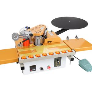 Portable Edge Banding Machine, Curved and Straight Dual Use Two-Side Gluing Variable Speed Intelligent Temperature Control Automatic Cutting for Oversized Panels Woodworking Edge Banding