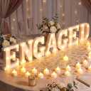 Engagement Party Decorations 7 Pcs 6.3" Engaged LED Light up Letter Sign 24 Realistic Flameless Tealights Gold I Do Confetti Proposal Table Decor for Engagement Wedding Bridal Shower Party