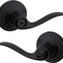 Kwikset Tustin Interior Privacy Door Handle with Lock, Door Lever For Bathroom and Bedroom, Matte Black Reversible Keyless Turn Lock, with Microban Protection (Privacy (Pack of 1))