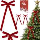 12 Pcs Red Velvet Bows for Christmas Tree, Rustic Crafts Velvet Ribbon for Wreath, Xmas Home Decor, Wedding, Outdoor & Indoor Holiday Ornaments, Pre-Formed Bows (7.817.7 Inch)