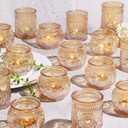 30 Pcs Assorted Gold Votive Candle Holders for Wedding Table Centerpieces, Glass Tea Lights Candle Holder for Diwali Decorations, Wedding Decorations, Vintage Boho Home Tea Party Decor,
