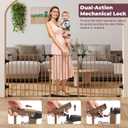 78" Extra Wide Baby Gate, Dog Gates Indoor for Doorways Stairs, Essential Safety Gate for Child, Hardware Mounted Adjustable Pet Gate with Anti-Trip Pedal, 28'' Tall 3 Metal Panels Brown