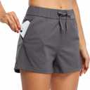 Willit Women's Shorts Hiking Athletic Shorts Yoga Lounge Active Workout Running Shorts Comfy Casual with Pockets 2.5" (Large, Deep Gray)