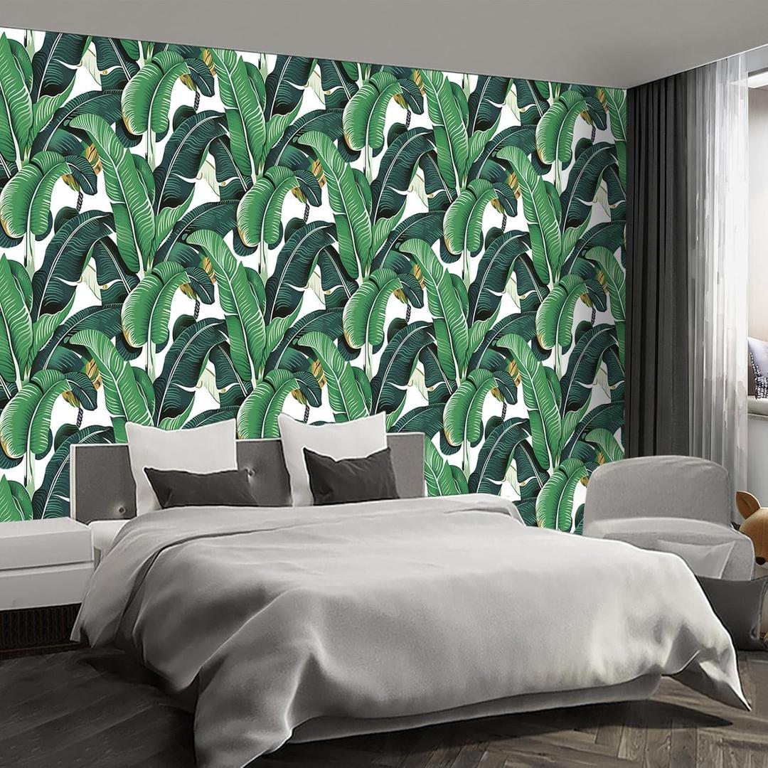 Banana Leaf Wallpaper Peel and Stick Wall murals for Bedroom Living Room - 58"x86" (F28)