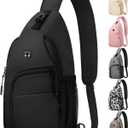 Pritent Crossbody Bags for Women Man Waterproof Sling Bag Backpack Trendy Casual Cross Body Bag with Convertible Shoulder Strap Chest Bag for Camping Hiking Travel Essentials (Black, Medium )