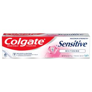 Colgate Sensitive Maximum Strength Sensitive Toothpaste, Plus Whitening and Fresh Stripe, 6 oz (6 Ounce (Pack of 1)