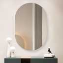 FUMANGO 20"x30" Oval Medicine Cabinet with Mirror, Recess Or Surface Mounted Bathroom Cabinet, Frameless Mirror Cabinet