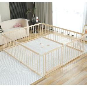 Baby Playpen Play Pen Play Fence Yards Wooden Large,Playpens for Babies and Toddlers Kids Indoor,Baby Play Yards Gym Area,Baby Day Care Play Pin(180x200x61 cm)