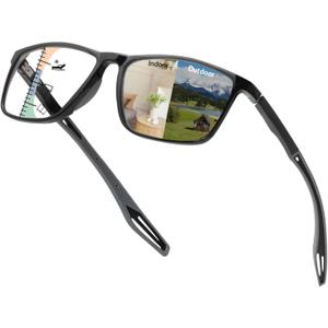 Full Frame Photochromic Multifocus Reading Glasses Blue Light Blocking Transition Computer Readers Sunglasses (3.0, Black)