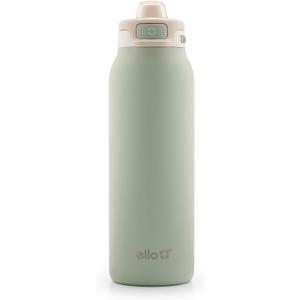 Ello Pop & Fill 32oz Stainless Steel Water Bottle with Quick Fill Technology, Double Walled and Vacuum Insulated Metal, Leak Proof Locking Lid, Sip and Chug, Reusable, BPA Free, Pistachio