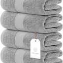 White Classic Luxury Bath Towels Set of 4 Large - 700 GSM Cotton Ultra Soft Bath Towels 27x54 | Highly Absorbent and Quick Dry | Hotel Towels for Bathroom Luxury, Plush Shower Towels, Dolphin Gray