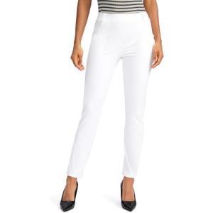 Rammus Women's Fleece Lined Dress Pants with Pockets Warm Winter Pants Cold Weather Skinny Slacks for Casual Work (Medium, White)