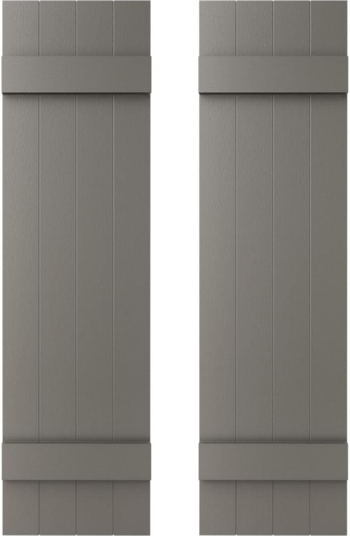 Builders Edge 14 in. W x 28 in. H Builders Edge, TailorMade Four Board Joined (2 Batten), Board-n-Batten Shutters, Includes Matching Installation Spikes (Per Pair), 018 - Tuxedo Grey
