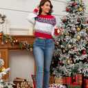 LUBOT Christmas Sweaters Cardigans for Women Ugly Soft Fuzzy Knit Long Sleeve Pullover for Christmas Party Holiday S-XXL ((Cropped) Red & White)