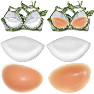Silicone Bra Pads Inserts, Bikini Push Up Pads, Removable Fake Breasts Bra Fillers Enhancers, Silicone Chicken Fillets Bra Inserts Pads,2 Pairs