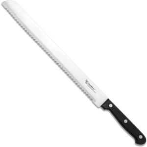 12 Inch Serrated Bread Knife, Premium Stainless Steel Blade with Wave Edge, Full Tang Handle, Razor Sharp Knife for Bread, Durable Professional Kitchen Knife