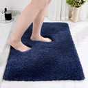 Disolla Navy Bathroom Rug 17x24 - Non-Slip Plush Small Bath Mat, Highly Absorbent & Ultra Soft Fluffy Floor Mat, Machine Washable for Shower and Tub