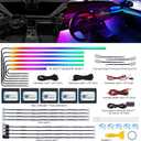 Dreamcolor Acrylic Interior Car LED Strip Light with Wireless APP, RGB 18 in 1 with 175 inches 600 LEDs Fiber Optic Car Ambient Lighting Kits, Dual Zone Sound Active Function LED Strip for Car