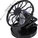 Estink Solar Powered Mini Clip On Fan, Electric Air Conditioner Cooling Cell Fan, No Battery Needed, Black, for Outdoor Travel, Camping, Hiking, Fishing, Golf