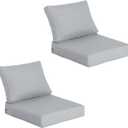 23.5"x27" Outdoor Deep Seat Patio Cushions Set of 2, Deep Seat Bottom Resilient Foam Filling Water-Resistant Stain-Resistant UV Resistant Weather Resistant with YKK Zippers, Stone Grey