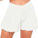Women's Swim Shorts Bathing Suit Shorts High Waisted Bikini Bottoms Swimsuit Board Short Tankini Swimwear Bottoms (White)