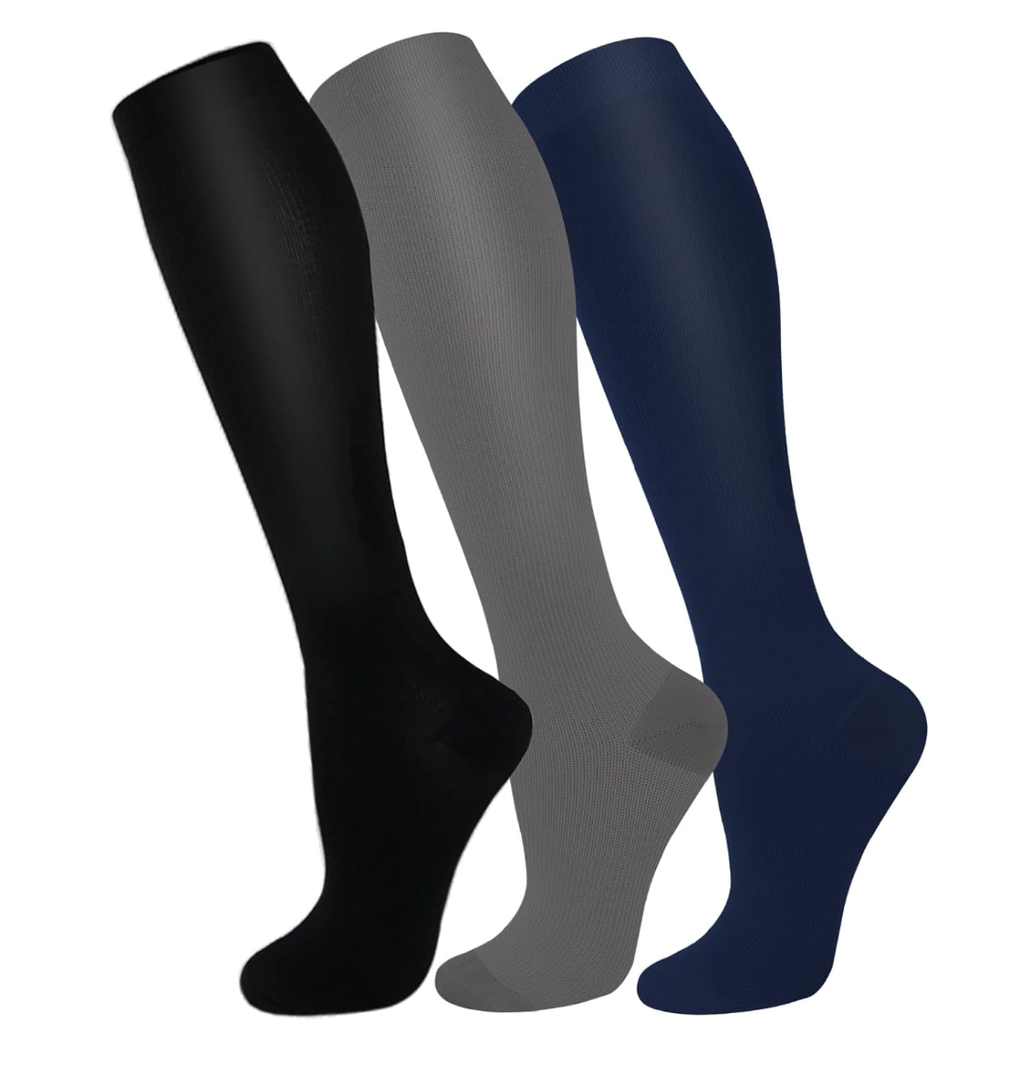 FuelMeFoot 3 Pack Copper Compression Socks - Compression Socks Women & Men Circulation - Best for Medical,Running,Athletic L-XL