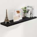 Fun Memories Floating Shelves 48 Inch Long, 9.3 Inch Deep Wall Shelf Fireplace Mantel, Rustic Farmhouse Wooden Shelves for Wall Decor Bathroom, Kitchen, Office, Black, Set of 1 (48"W x 9"D x 1.5"H, Set of 1)