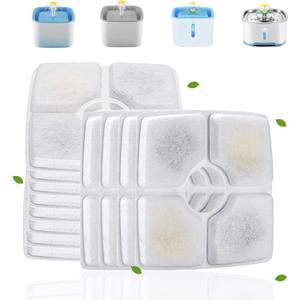 Cat Water Fountain Filters, Cirfifth Cat Fountain Filter Replacement, for Square Cat Water Fountain Inside (12 Pack) (White)