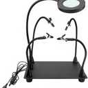 Helping Hands Soldering Station with 5X Magnifying Glass with light, 4 Flexible Helping Hand Arms Magnifier and Third Hand Soldering Tool for Electronic Repair Soldering Jewelry Crafts