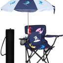 Outdoor Toddler Camping Chair with Umbrella Foldable Beach Chairs with Safety Lock for Kids Waterproof Lawn Kids Folding Chair for Outside Beach Travel(Surf)