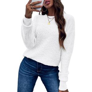 Oversized Sweaters for Women Loose Long Sleeve Crewneck Lightweight Knit Pullover Sweater Tops Trendy Fall Outfits White XX-Large (White, XXL)