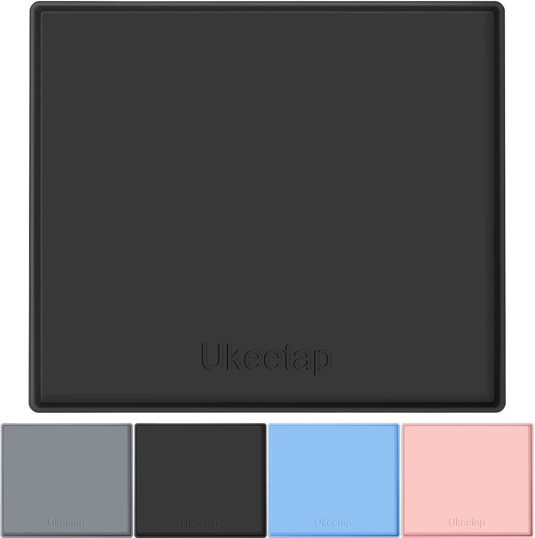 Extra Thick Silicone Mat Waterproof with Raised Edge 22" x 19", Under Sink Mat for Kitchen & Bathroom, Kitchen Cabinet Liner, Multi-Purpose for Storage & Protection, Black