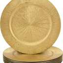 13 Inch Gold Charger Plates, Round Reef Pattern, Plastic, 100 pieces