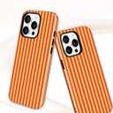 Jusy Magnetic Striped Phone Case for iPhone 15 Plus,Orange | Compatible with MagSafe, Cute Aesthetic Striped Design, TPU and PC Protective Shockproof Cover