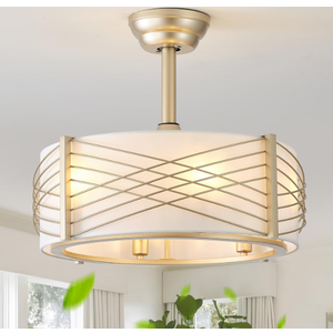 20" Fandelier Ceiling Fans with Lights, Caged Boho Ceiling Fan with Light Remote Control, Mid Century Modern with 6 Speeds for Bedroom, Nursery, Living Room