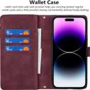 iCoverCase Compatible with iPhone 15 Pro Max Crossbody Case with Strap, Wallet Phone Case Card Holder [Not Detachable] PU Leather Kickstand Zipper Lanyard Case 6.7" (Claret)