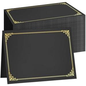 SUNEE Certificate Holders, 100 Packs Black Diploma Holders, Certificate Covers with Gold Foil Border for Letter Size 8.5 x 11 Certificate Paper, Cardstock, Award, Graduation, Documents