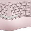 Nulea Wireless Ergonomic Keyboard, Split Keyboard with Cushioned Wrist Rest, Bluetooth and USB Connectivity, USB-C Rechargeable, Compatible with Windows Mac (Grey Pink)