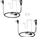 A Earpiece Headset with PTT/VOX for Midland GXT1000VP4 GXT1050VP4 LXT500VP3 Walkie Talkies/Two Way Radio Transparent Acoustic Tube (Pack of 2)
