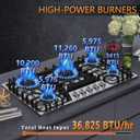 36 inch Gas Cooktop, Bulit-in Gas Stove Top with 5 Burner, NG/LPG Convertible Cooktops, 5 Burner Propane Cooktop with Thermocouple Protection, Stainless Steel