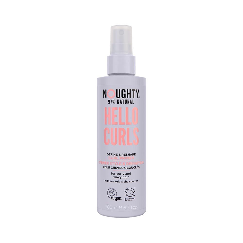 Noughty 97% Natural Hello Curl Define and Re-Shape Curl Primer, Vitamin Rich Formula for Curly and Wavy Styles, with Sea Kelp and Shea Butter, Sulfate Free Vegan Haircare 6.7fl.oz
