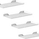 Garage Wall Shelf, Wall-Mounted Storage Shelves for Garage, Closet, Laundry Room, Heavy Duty Wall Shelving, Holds Up to 65 Lbs(White, 4 Shelves)
