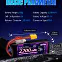11.1V Lipo Battery Pack 3S 2200mAh 35C with XT60 Plug for FPV Drone Quadcopter RC Airplane Aircraft(2 Packs)