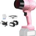 Air Blower Super Jet Fan, 1050W Car Dryer 150000 RPM with Stepless Speed, Handheld Turbo Dryer Blowers Replaceable Battery for Car Snow Removal(Pink)